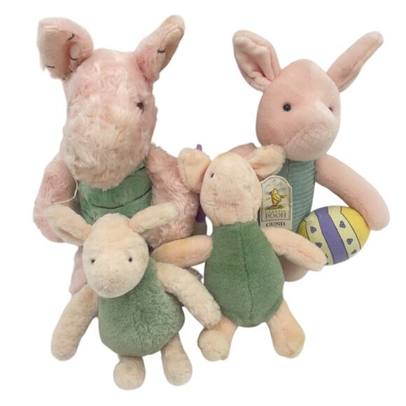 Lot of 4 Winnie The Pooh Classic Piglet Gund Stuffed Animals Plush Toys Preowned